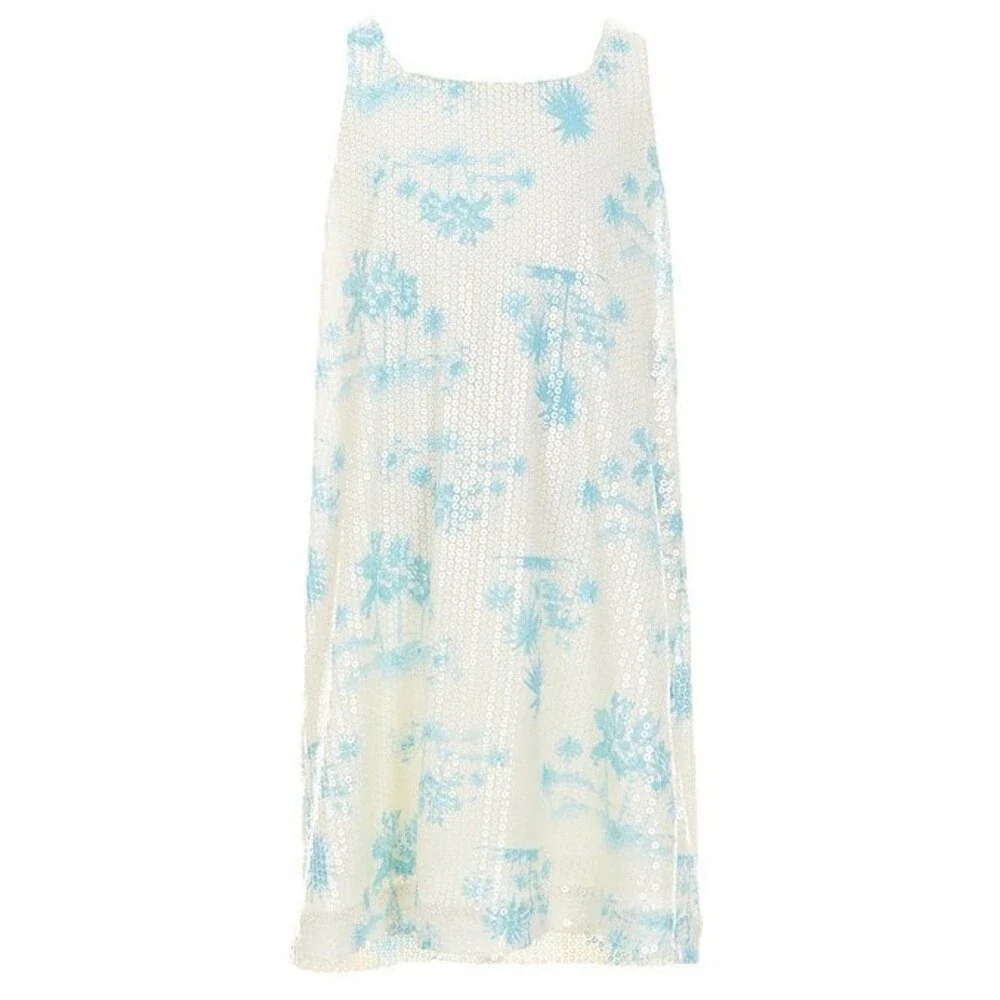 GB Girls x DANNIJO Big Girls 7-16 Palm Tree Printed Sequin Shift Dress Sz 12 New